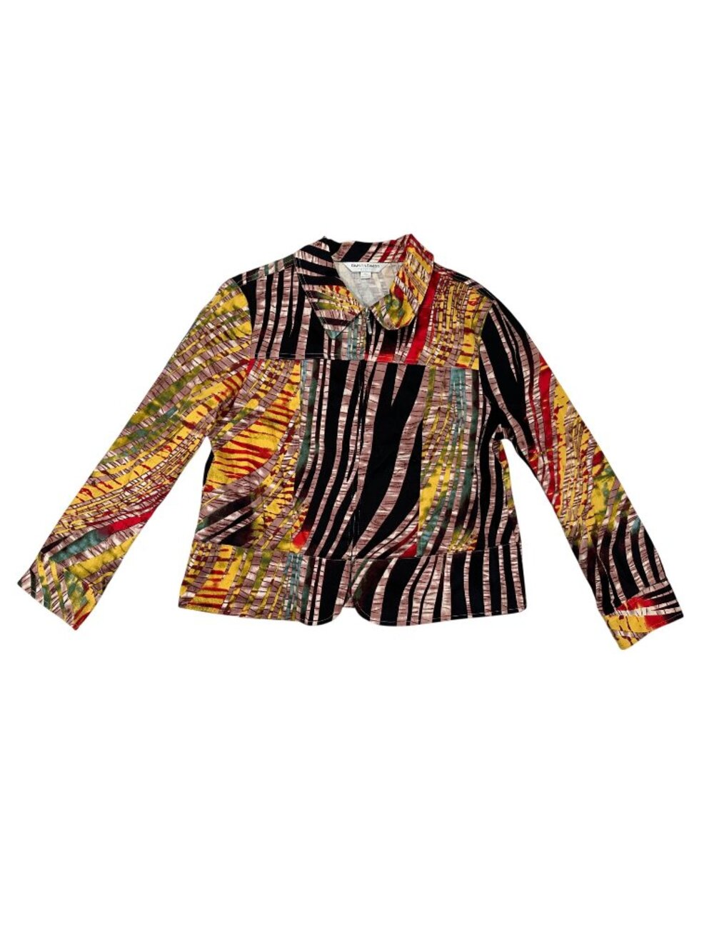 Drapers & Damons Petites PL Multicolor Abstract Print Button-Up Jacket Cotton Bl